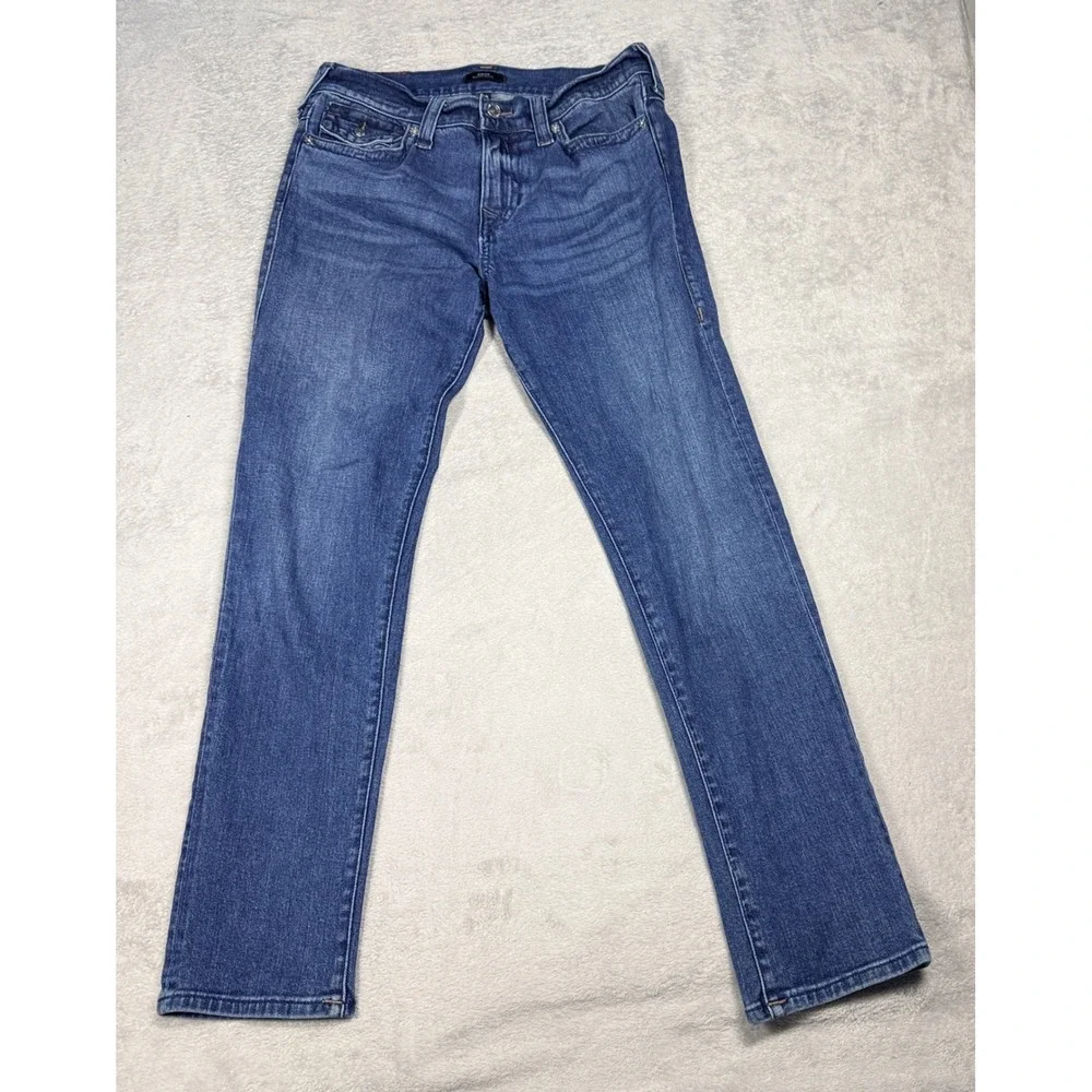 True Religion Rocco Relaxed Skinny Jeans Mens 32 Blue Medium Wash 107331